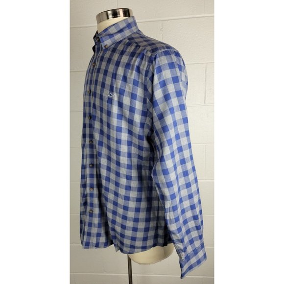 Vineyard Vines Mens Whale Shirt‎ Slim Fit Blue Gray Plaid Cotton L - Picture 6 of 9